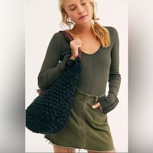 NWT Free People Black Emmy Sweater Tote